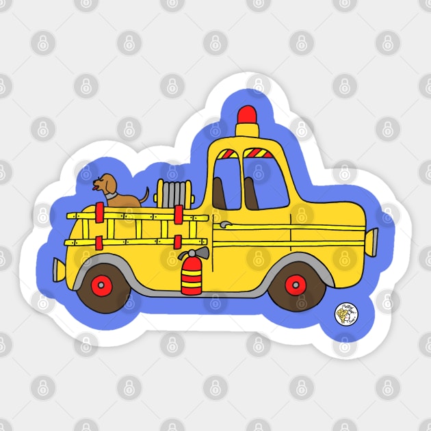 Yellow Fire Truck Sticker by Mellowdays